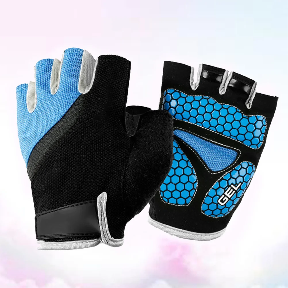 1Pair Workout Half Gloves Lightweight Silica Gel for Cycling Climbing Fishing Riding Fitness Blue Xxl Cycling Gloves