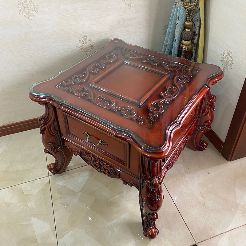 

Резной угловой столик из цельного дерева, роскошный приставной столик.