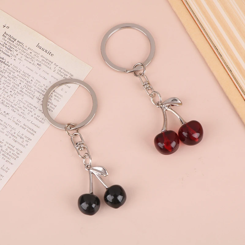 Fashion Cherry Keychain Pendant For Car Key Souvenir Gifts For Women Men Handbag Pendants Keyrings DIY Jewelry Accessories