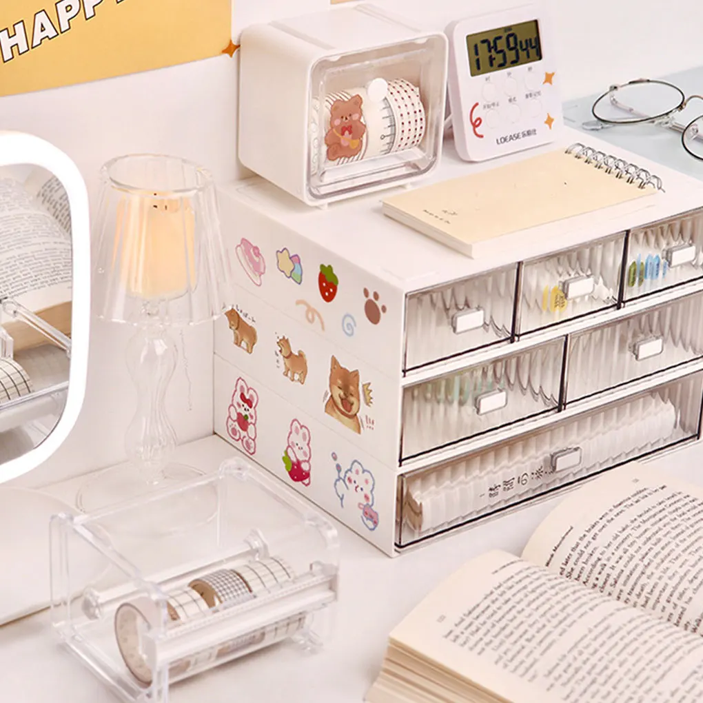 Scatola portaoggetti in plastica per applicazioni larghe per l'organizzazione fai-da-te ed efficiente Cancelleria a linea liscia Rosa 1 cassetto