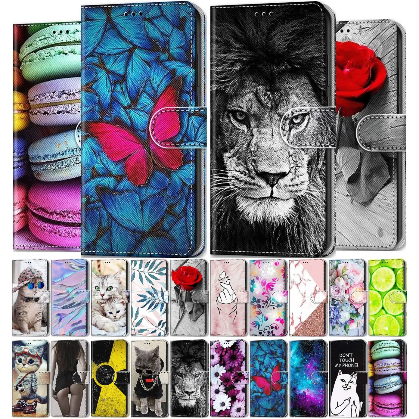 

Card Slot Capa Animal Painted Phone Case For Motorola Moto E13 E20 E22 E7 Plus G72 G31 G9 Floral Flip Wallet Cover Coque P08F