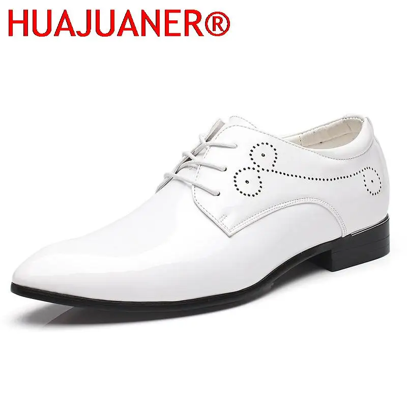 Men's Classic Retro Brogue Shoes Patent Leather Mens Lace-Up Dress Business Office Shoes Men Party Wedding Oxfords Sizes 38-48