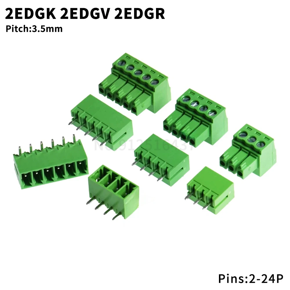 (5 Sets) KF 2EDGK + 2EDGV / 2EDGR - 3.5mm PCB Terminal Block Straight Pin Right Angle Plug 2EDG 2~24P 15EDGK + 15EDGV 15EDGR 3.5