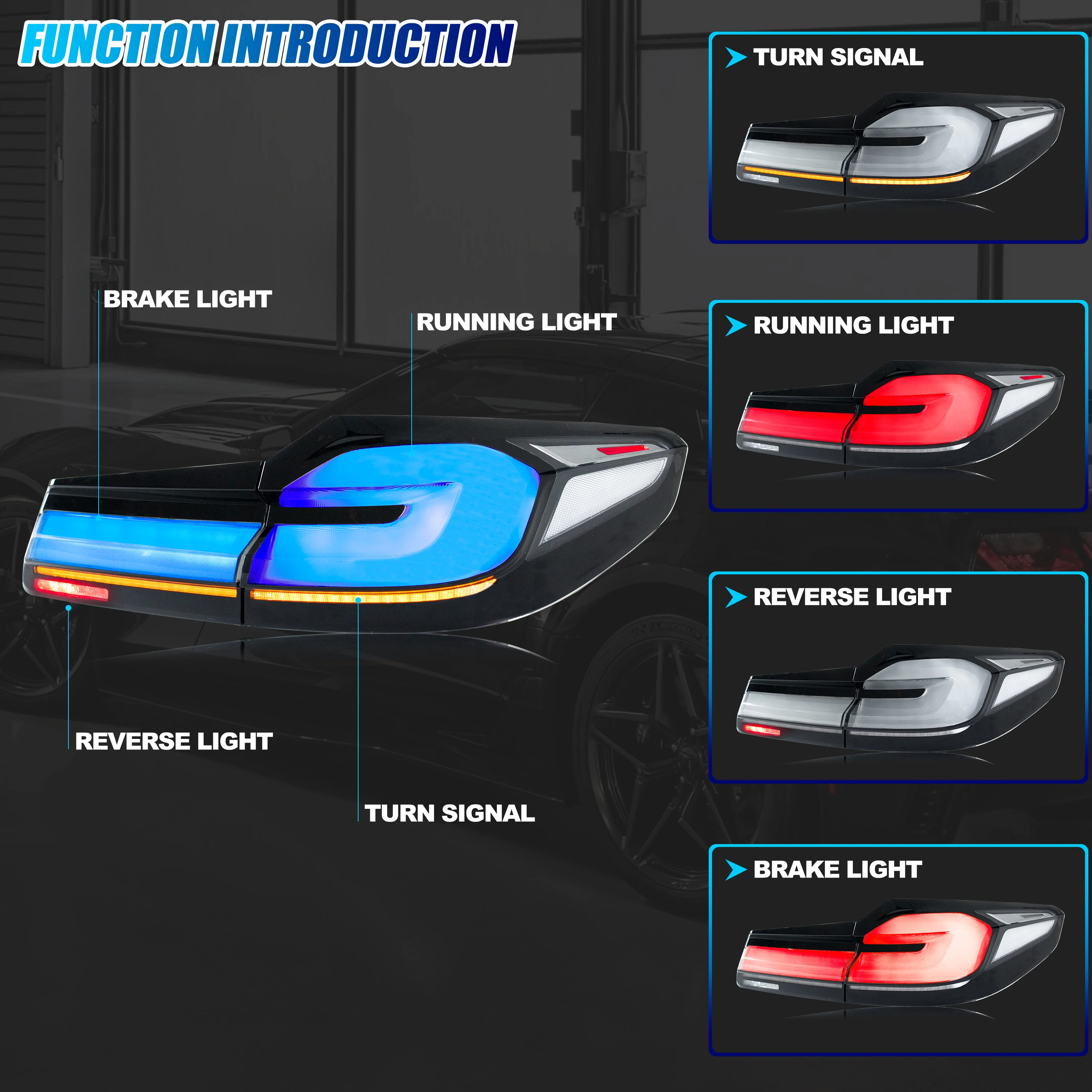 LED Tail Lights for BMW G30 F90 M5 5-Series 2017-2020 Pre-LCI Sequential Turn Signal Blue Start-up Animation Rear Lamps Assembly