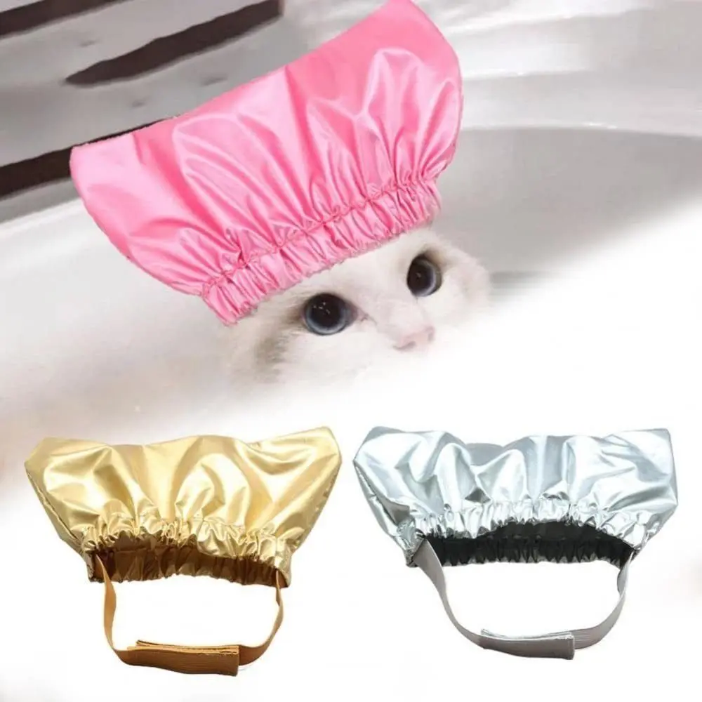 

Waterproof Pet Bathing Cap Reusable Breathable Cat Shower Cap Adjustable Rubber Band Elastic Headgear Ear Protection Pet Cap