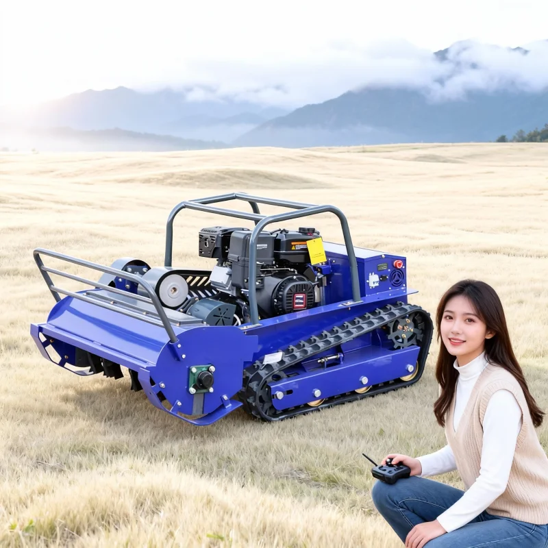 جزازة العشب المخصصة للزراعة المعتمدة من CE EPA - مسارات مطاطية لجميع التضاريس آلة قطع العشب الروبوتية للتحكم عن بعد