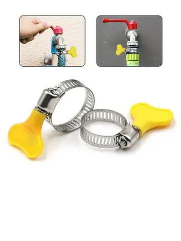 5 pz 8-44mm Maniglia in plastica gialla regolabile Torsione a mano Fascette per tubi Verme Guida Clip per tubi in acciaio inossidabile per tubo