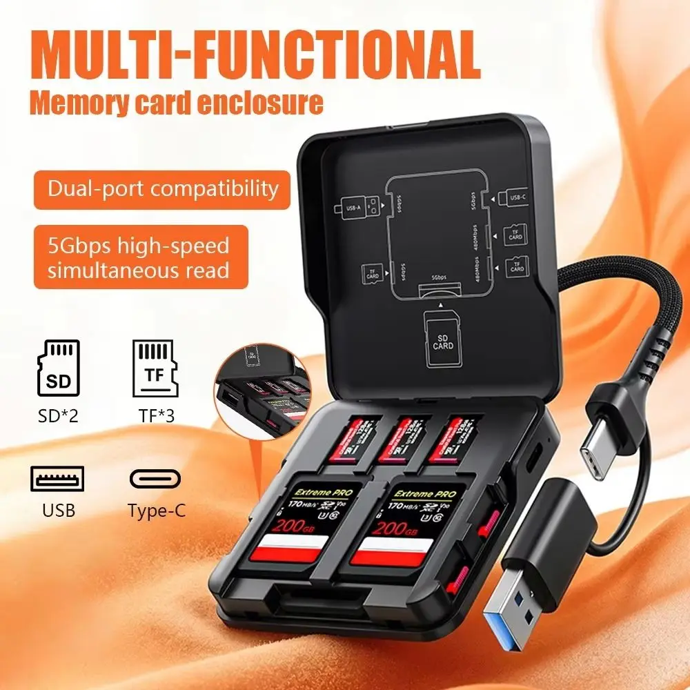 Connector USB 3.0 Memory Card Reader USB 3.1 Type-C SD Card Reader 5Gbps High-Speed Dual Slot Card Reader Adapter For PC