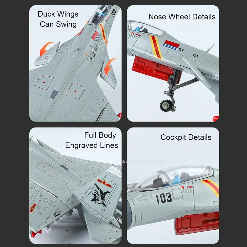 Model samolotu myśliwskiego J-15, skala 1:72, zabawka, odlew ze stopu, składane skrzydła, przesuwne przód-nazad, modele samolotów, prezent dla dziecka