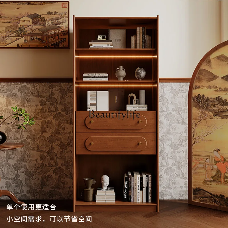 

4*Solid wood retro bookcase antique home floor storage living room display cabinet