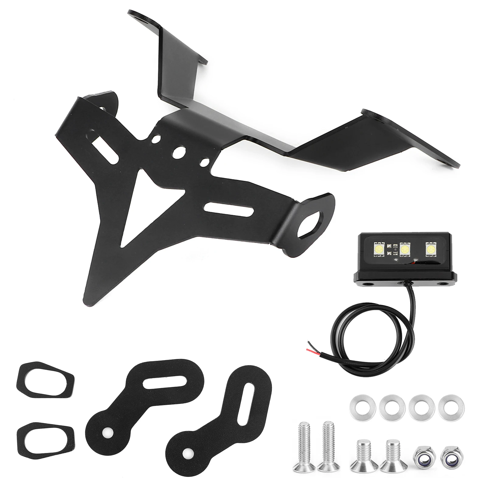 دعامة لوحة الترخيص باللون الأسود، تركيب بسيط، ذيل دراجة نارية قوي مقاوم للصدأ، مرتب من الألومنيوم باستخدام الحاسب الآلي لملحقات الدراجات النارية #1