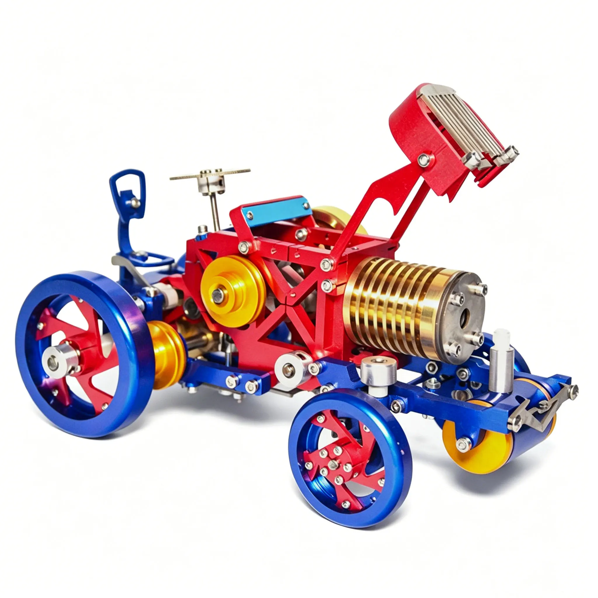 Stirling Engine Retro Tractor Model Vacuum Fire Suction CNC Metal Can Start High Precision Mechanical Education Desktop Gift Toy