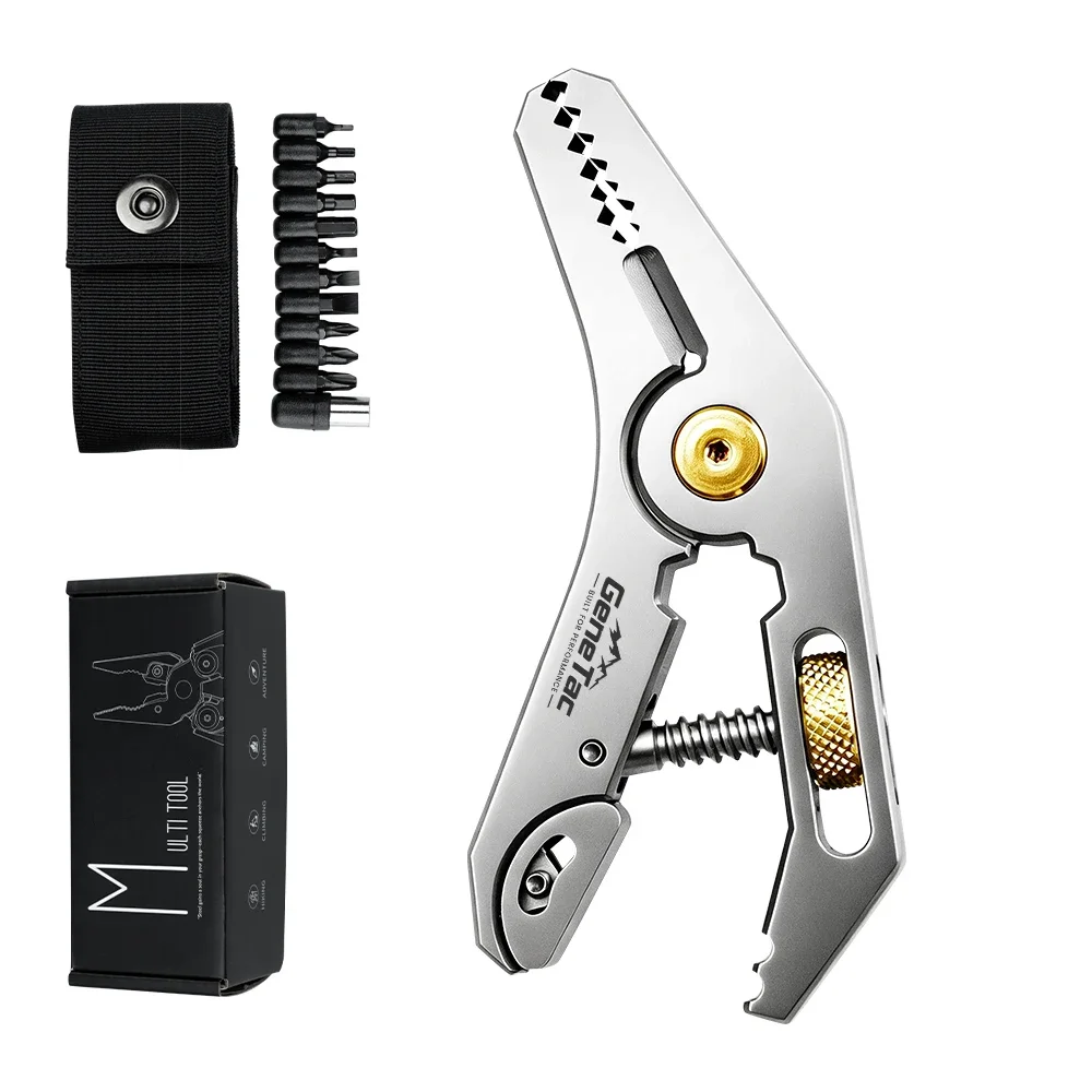 5-in-1 Multi-functional Pocket Wrench Pliers Stainless Steel EDC 6mm Hex Wrench Flat Nose Plier Outdoor Camping DIY Hand Tools