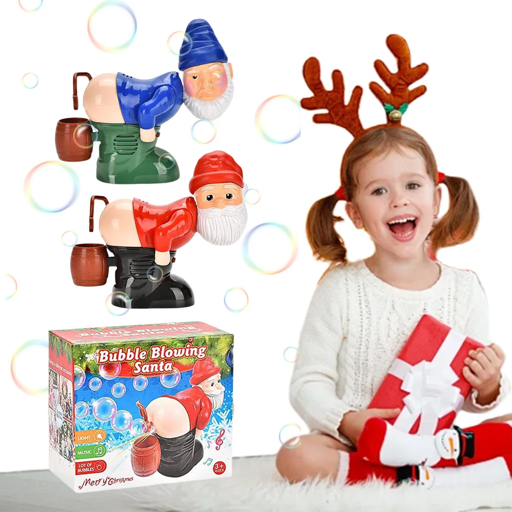 Santa Claus Bubble Machine Automatic Fart Bubble Blower Toy with 60ml Solution Bubble Maker Toy Battery Powered Party Favors