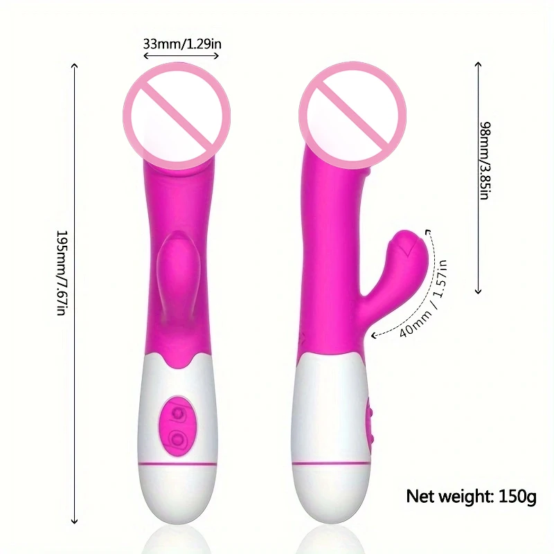 30 Speed G-Spot Dildo Rabbit Vibrator, Dual Vibration Silicone Waterproof Female Vagina Clitoris Anal Massager Sex Toys, Anal Wa