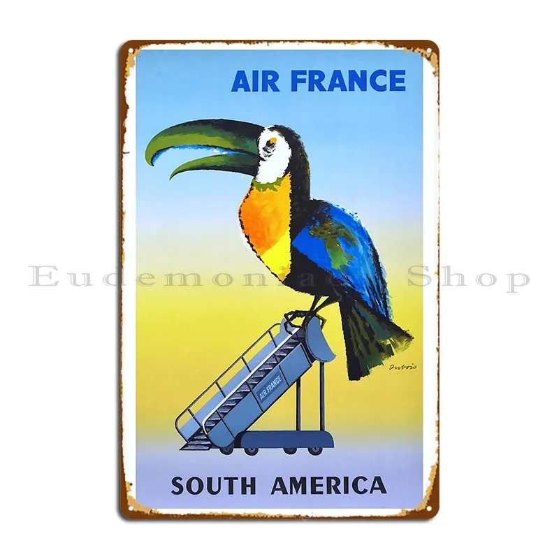 1956 Air France South America Toucan Travel Poster Metal Signs Club Custom Pub Mural Designing Wall Mural Tin Sign Poster