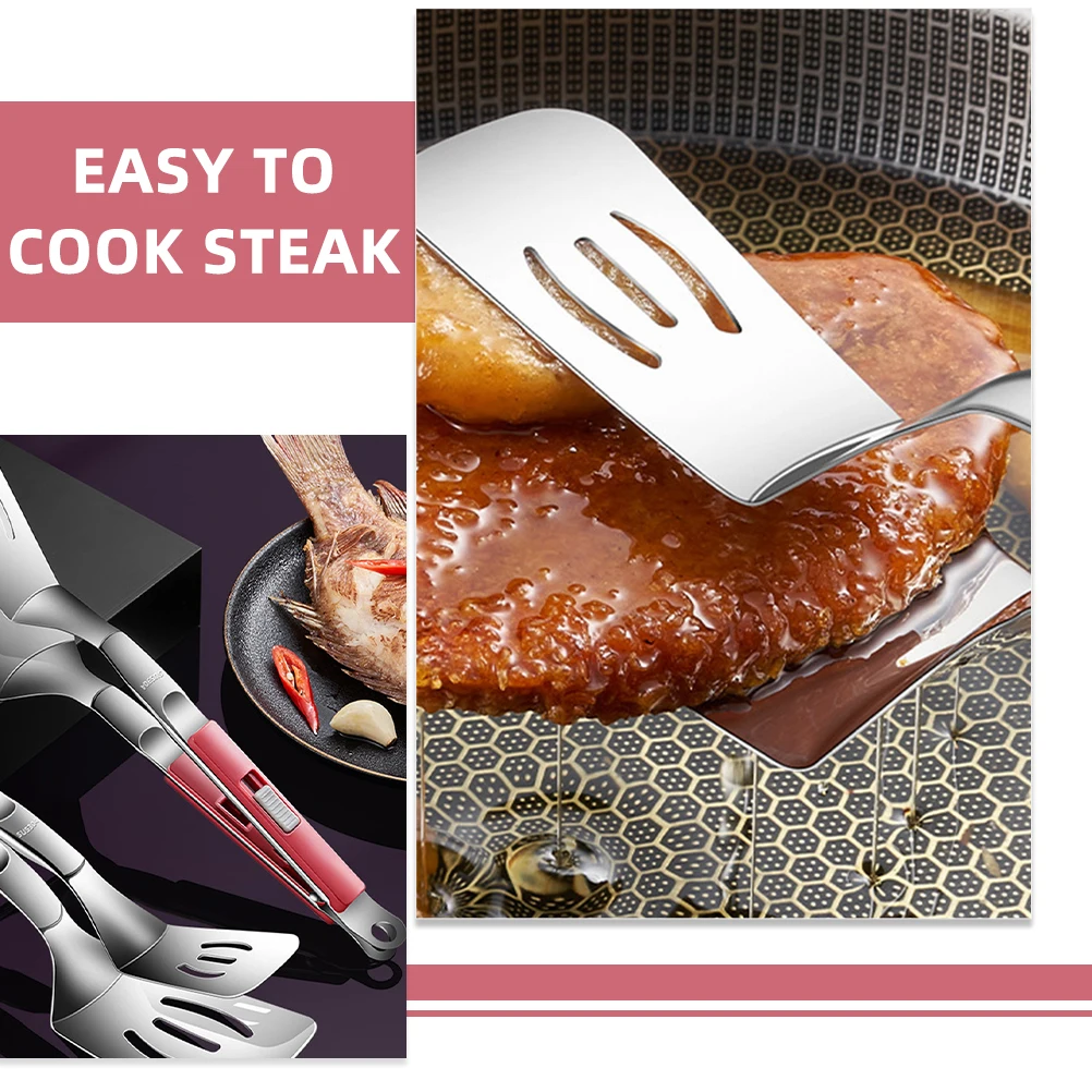 

1pc Heat Resistant Flipping Spatula Multifunctional Metal Cooking Turner for Fish Steak Non-Stick Kitchen Essentials Household