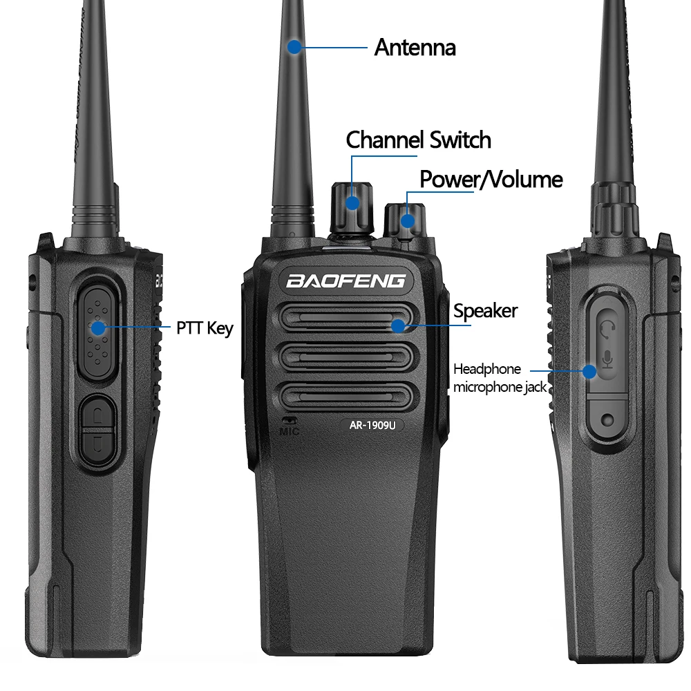 BF-1909 High Power Walkie Talkie | Long Range Two-Way Radio | Type-C Charging | TransmitterUpgradeforBF-888S / UV-5R / UV-82