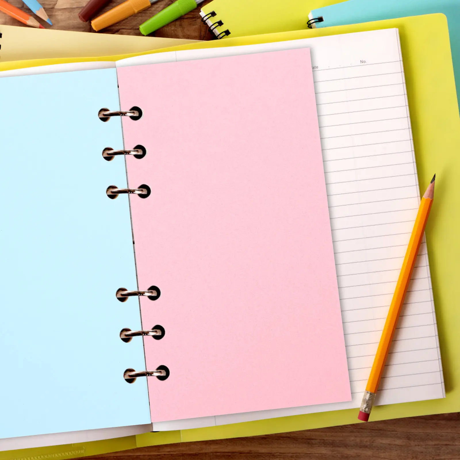 100Sheets Colored Blank A6 Loose Leaf Paper Refill Smooth Writing Planner Inserts Refillable Binder Paper for Notebook Journal