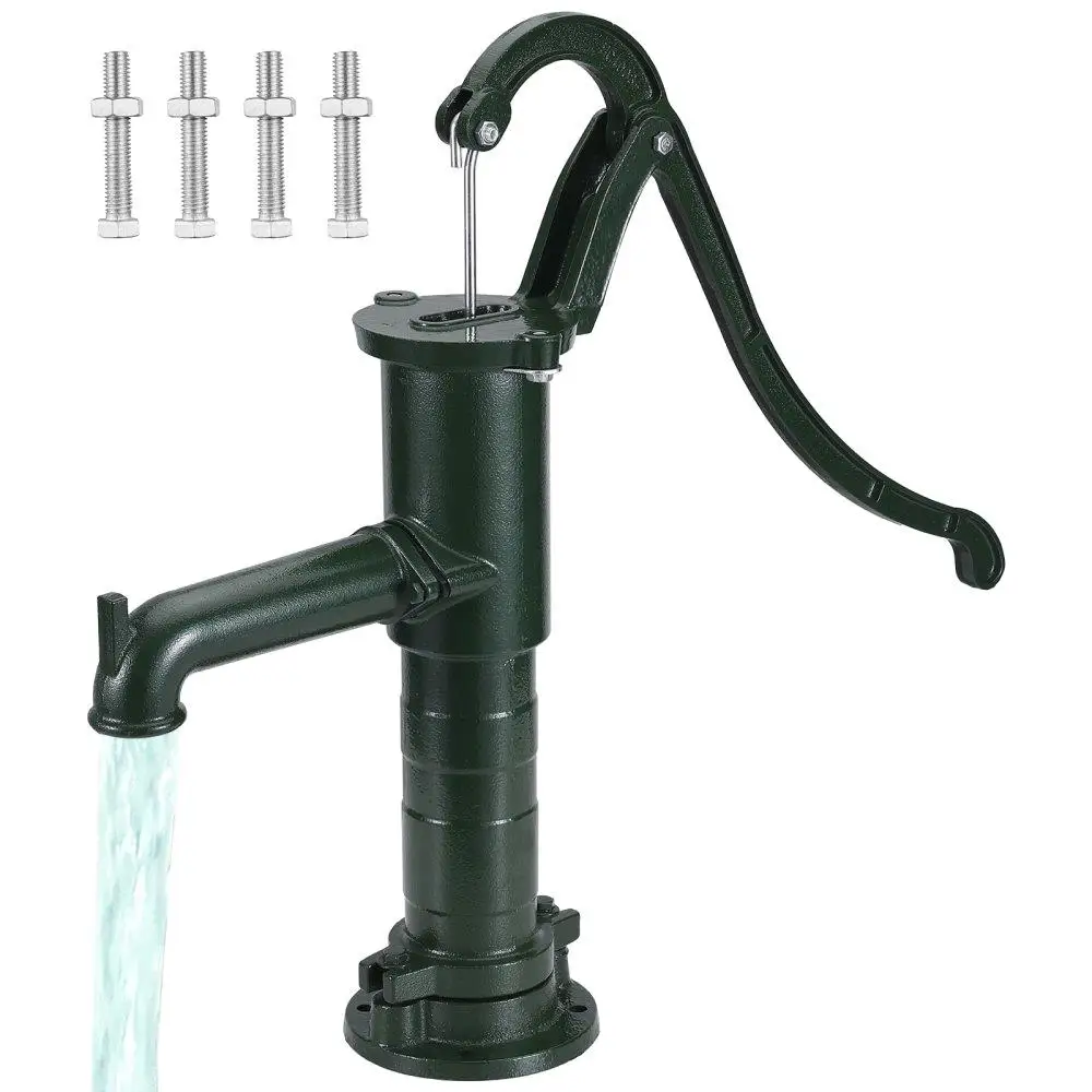 

Antique Cast Iron Hand Water Pump for home Garden Use Green Color 14.6x5.9x26 Inch for easy Installation