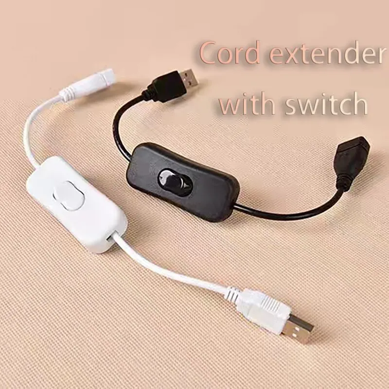 30CM DC Extended Extension Switch USB Cable With Switch Button Power Cord Long Life Lamp Charger Adapter