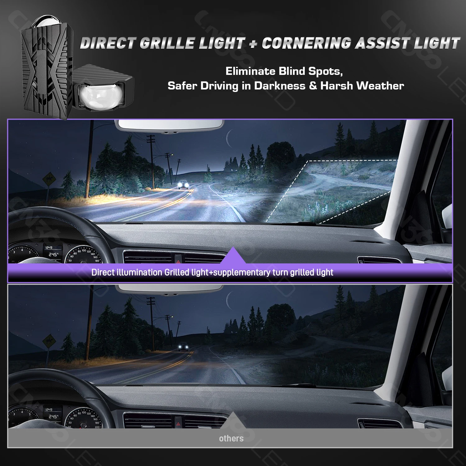 2 قطعة سيارة مصبغة مصباح ليد القرون سيارة الجبهة العلوي 50 واط دراجة نارية ATV UTV جهاز عرض صغير عدسة سيارة أضواء الضباب الطرق الوعرة 10 فولت-30 فولت #4