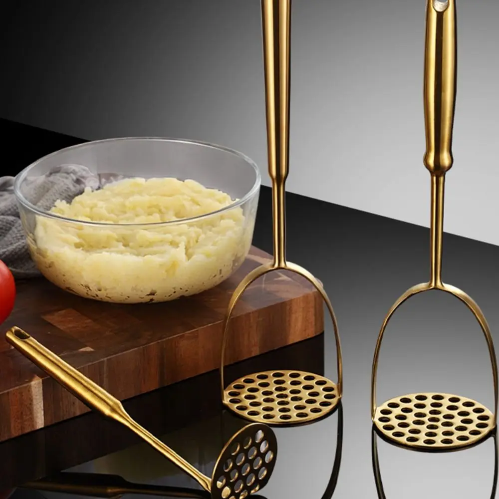 Home Manual Stainless Steel Potato Masher Pressed Pumpkin Ricer Smooth Mashed Crusher Fruit Vegetable Press Gold Kitchen Gadgets