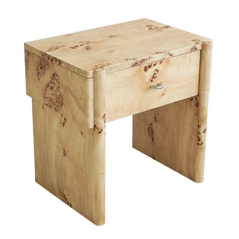 French medieval solid wood tree tumor bedside table, sofa side cabinet, tree tumor bedroom drawer cabinet