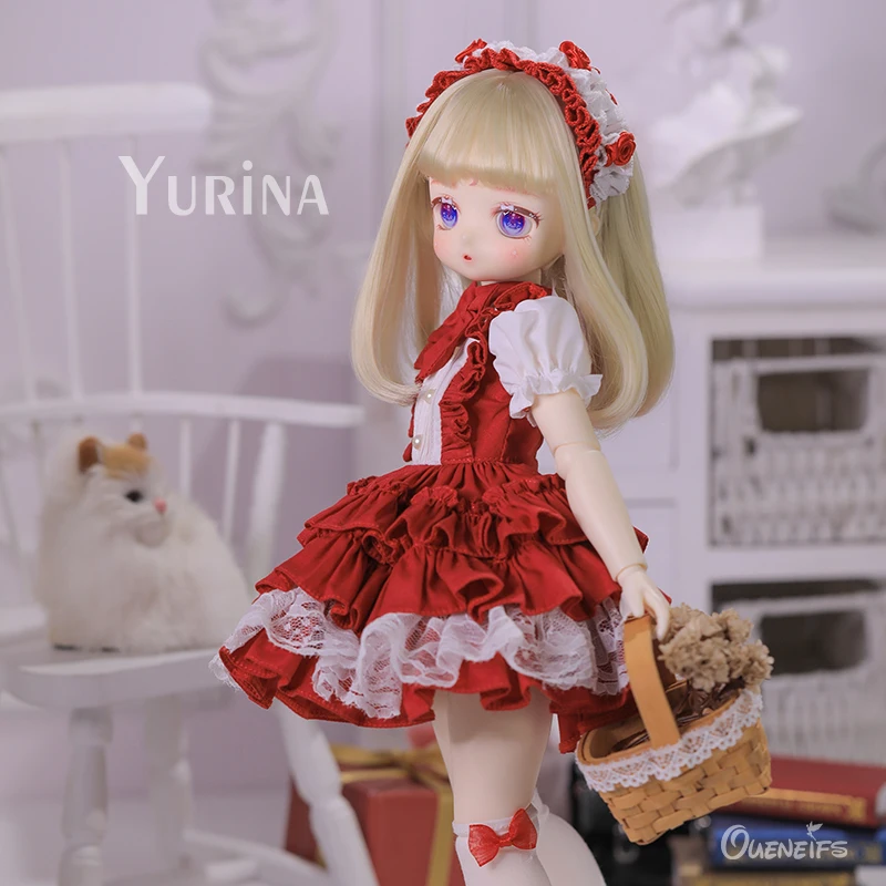 Yurina BJD Anime Puppe 1/4 Harz Spielzeug mit Tannenzapfen Körper Figur Rot Schwarz Lolita Stil Schwestern Puppen Überraschung Geschenk für Mädchen