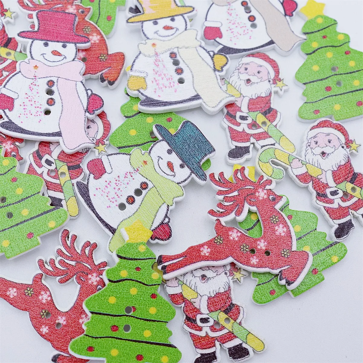 50 pz personaggio in legno bottoni natalizi fiocco di neve babbo natale pupazzo di neve albero di natale fantasia cucito fai da te Scrapbooking