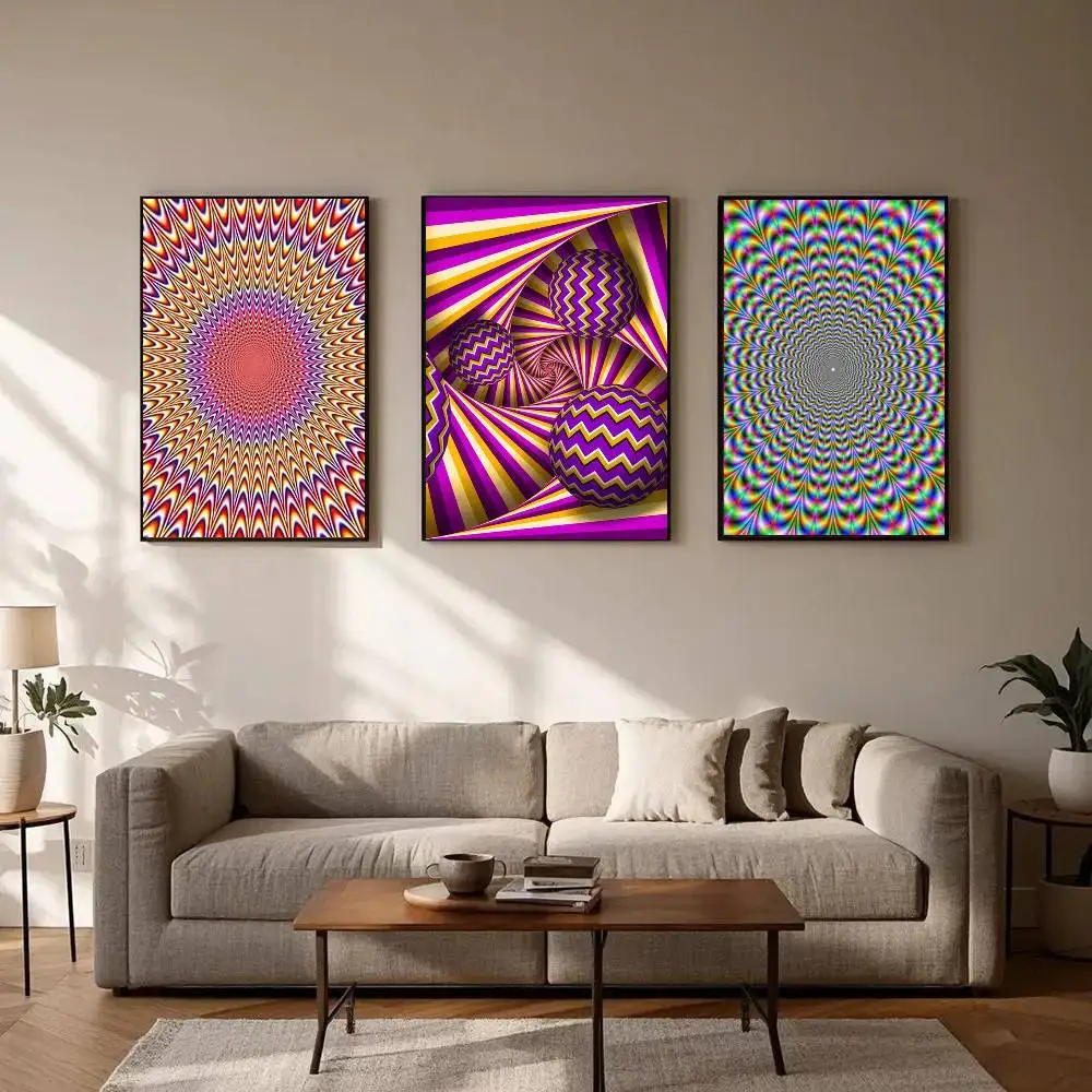 Visual illusion Poster Art Sticky Wall Waterproof Home Living Room Bedroom Bar Aesthetic Decoration