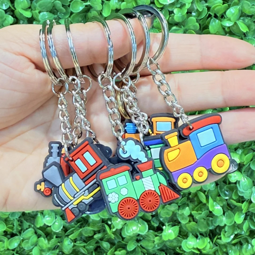 1PCS Keychain Train Cartoon Cute Keyring fit Car Key Accessories Woman Children Birthday Souvenir Friends Party Gifts