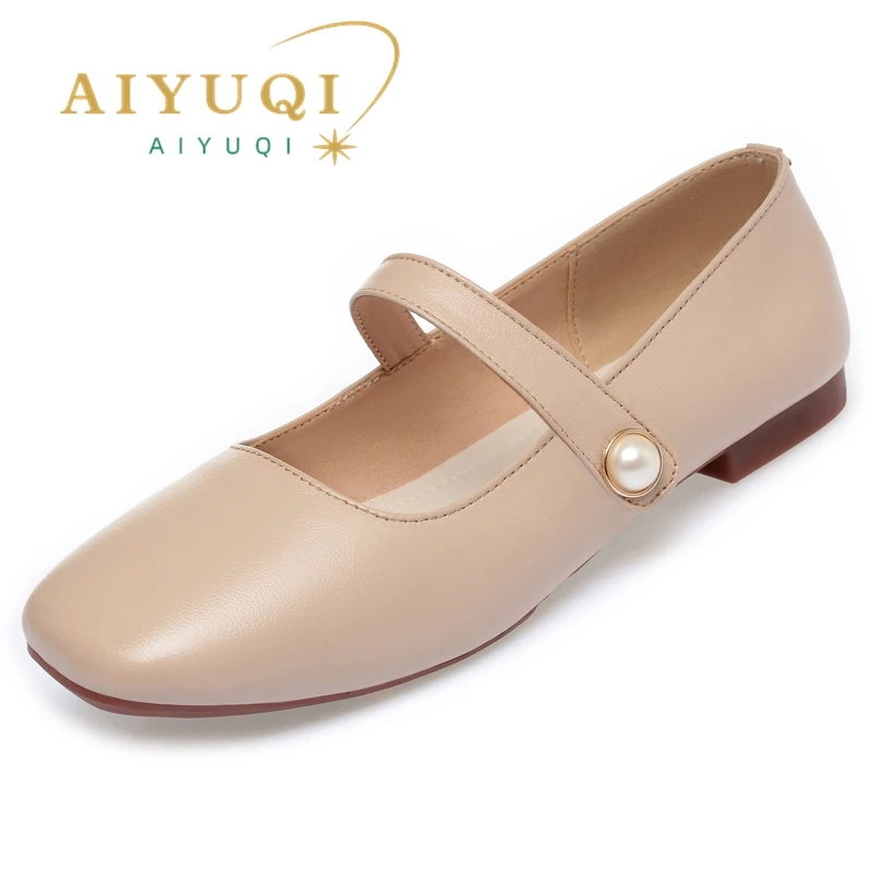 

AIYUQI Mary Jane Shoes Women Square Head 2024 New Genuine Leather Fashion Women's Spring Shoes Ballet Vintage Women's Loafers