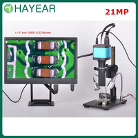 HAYEAR 21MP HDMI 1080P HD USB Digital Industry Video Inspection Microscope Camera Set 150X C-mount Lens 11.6 inch LCD Monitor
