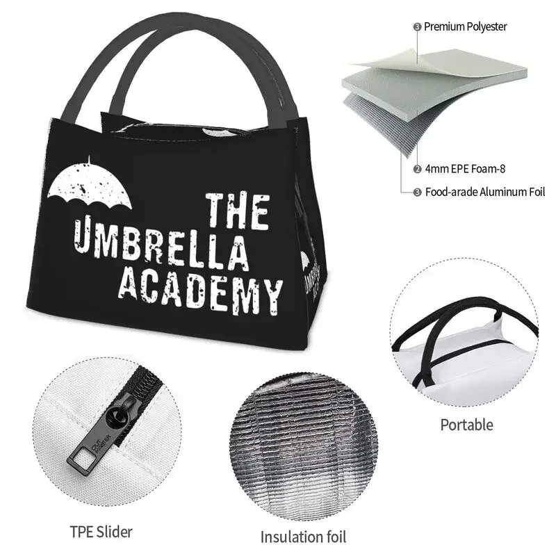 The Umbrella Academy Resuable Lunch Box for Women Waterproof Thermal Cooler Food Insulated Lunch Bag Travel Work Pinic Container