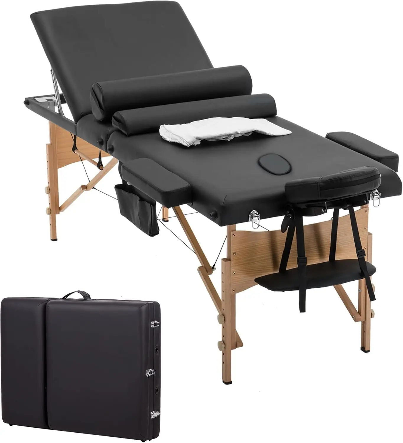 Massage Bed Portable Massage Table 28 in Wide Lash Bed 3 Folding Height Adjustable Spa Table with Towel Hanger Oil, Customized