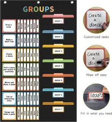 114 Card Small Group Management Pocket Chart Classroom Organization Tool for Teachers Educational Learning Supplies