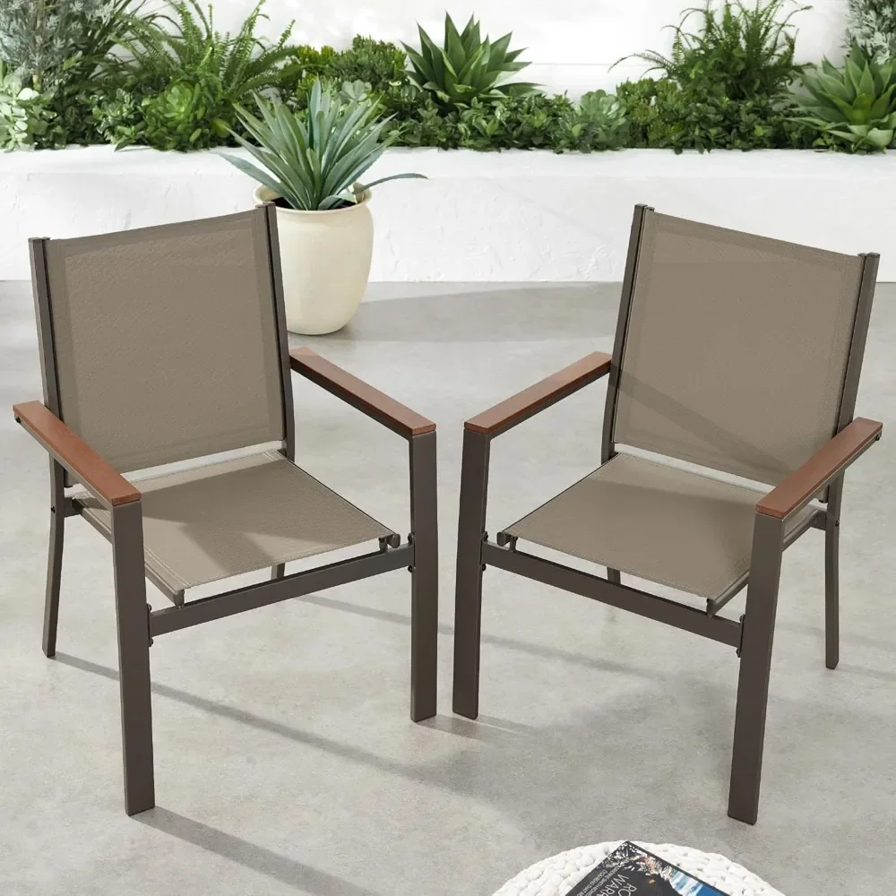 

Best Choice Products Set of 2 Stackable Outdoor Textilene Chairs, All-Weather Conversation Dining Accent Furniture w/Armrests