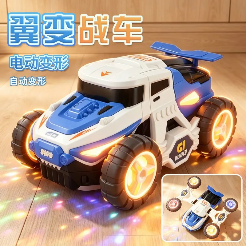 Electric wing change chariot light music stunt rotating universal car off-road vehicle model children's toy car gift