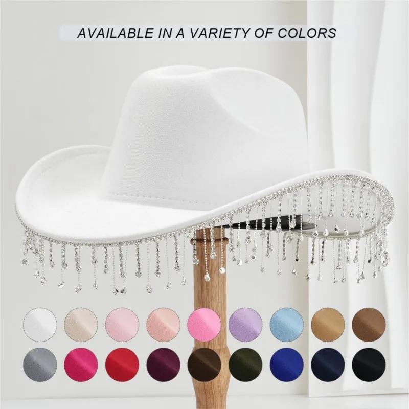 

Simple and luxurious hats for men women metal water tassel elegant top balls parties