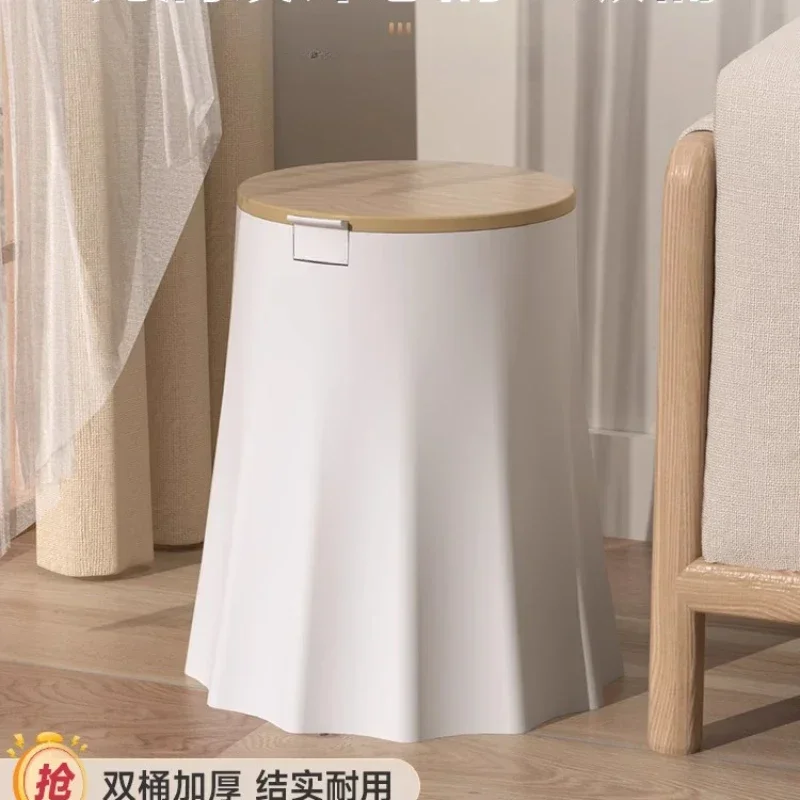 

Trash Can Household 2024 New Good-looking Living Room Bedroom Kitchen Modern Simple Anti-Dogs and Cats Pet Flip with Lid