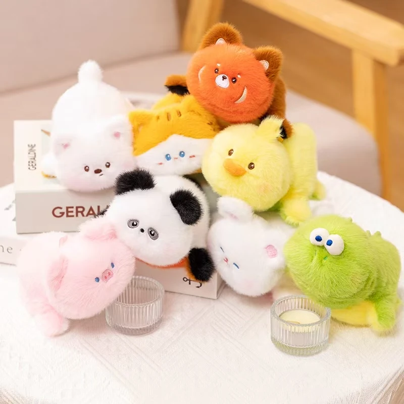 Cute flip animal toy Kawaii animal snap ring dinosaur chicken rabbit pig dog cat panda raccoon plush flip doll birthday gift