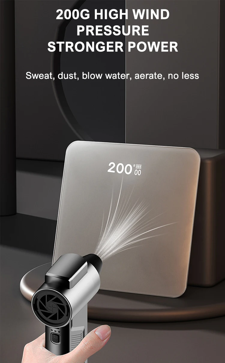 160000RPM Mini Turbo Jet Fan 8000mAh Battery Brushless Motor 3 Gear Speed Regulation Multi Purposes Air Blowing Suction Cleaning image 2