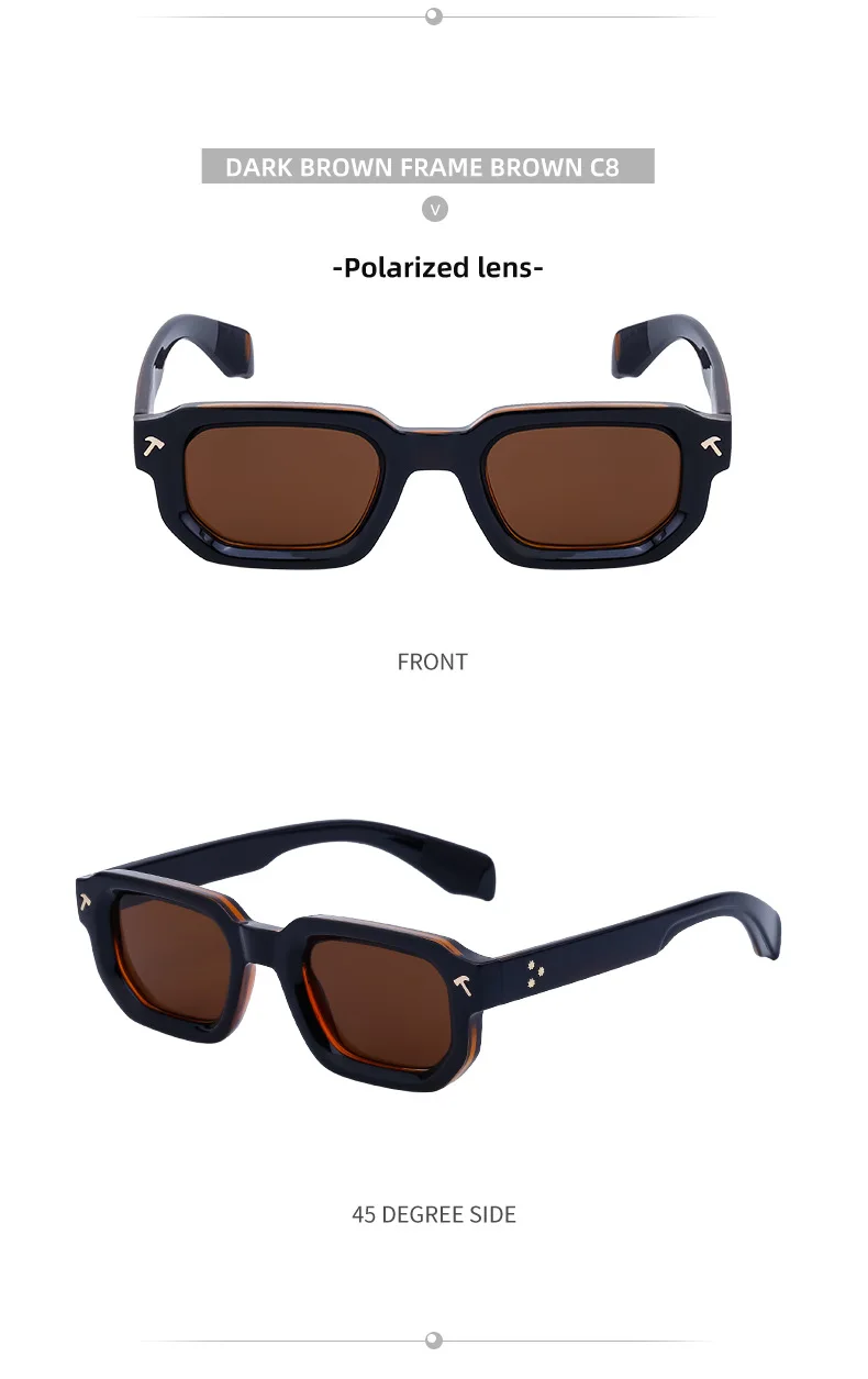Polarisierte quadratische Sonnenbrille für Herren 2026 – Luxus-Designer-Neuheit, modische rechteckige Sonnenbrille für Damen, Fahrerbrille, Eyewear – Detail 20