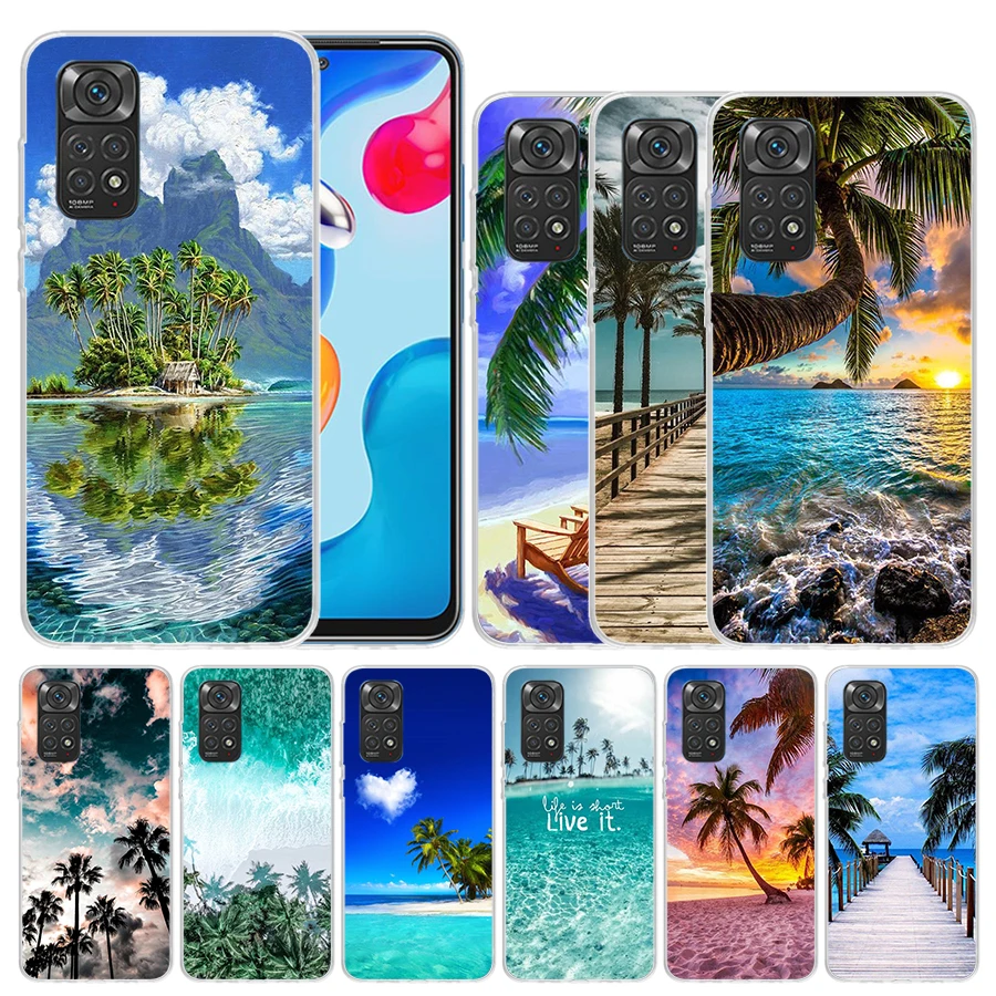 Summer Beach Sunset Sea Palm Tree Soft Cover for Xiaomi Redmi Note 12 11S 11T 11E 10S 10 Pro Print Phone Case 11 9S 9 9T 8 8T 7