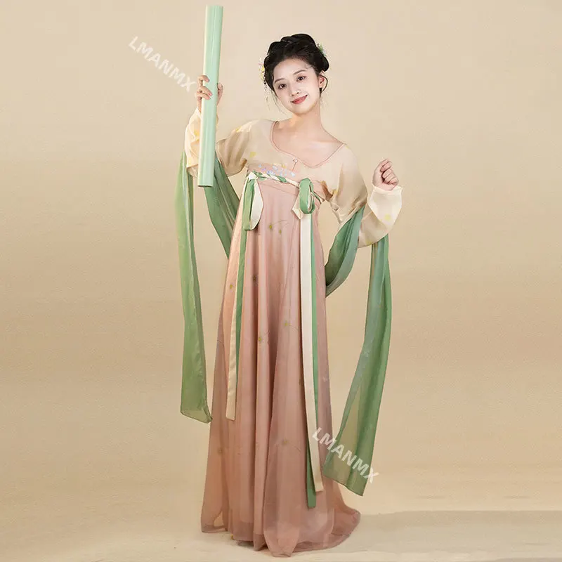 Chinese Ancient Dance Costume Traditional Opera Streamer Hanfu Chiffon Long Shawl Stage Performance Dance Silk Ribbon