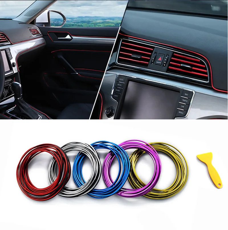 Universal Car Moulding Decoration Flexible Strips 5M Interior Auto Mouldings Car Cover Trim Dashboard Door Car Styling