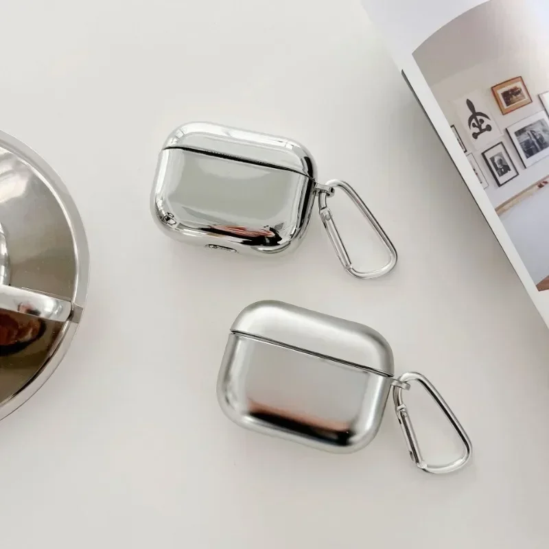 

Гальванический чехол для наушников Airpods 1 2 3 Pro, защитный чехол для Apple Airpods Pro, серебристый металлический чехол с коробкой для ключей