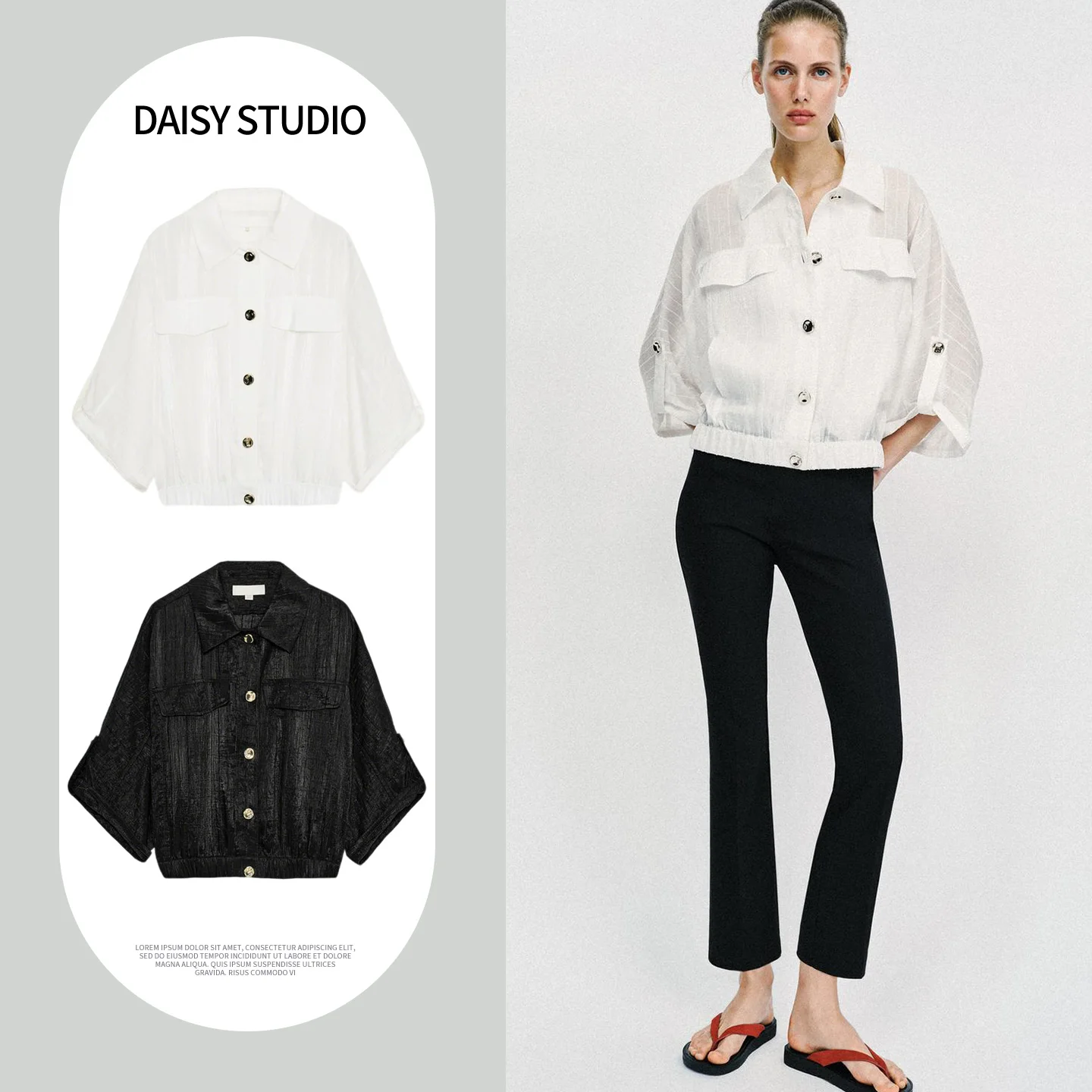 

Весна 2026: Элегантная женская рубашка с потайными пуговицами, эластичным подолом, манжетами на рукавах и отложным воротником, из полиэфирного волокна