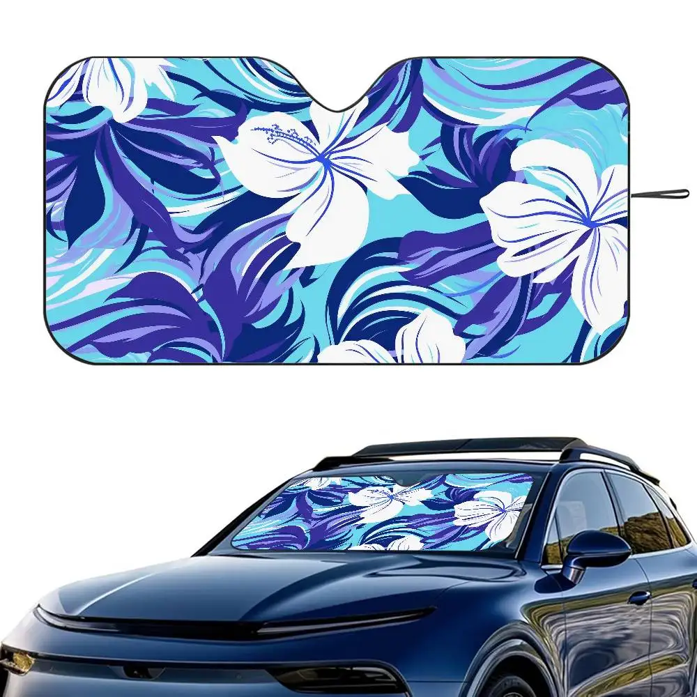

Полинезийский автомобильный солнцезащитный козырек Plumeria, лобовое стекло, складной трехслойный изоляционный солнцезащитный козырек от присоски, блоки УФ-лучей, солнце